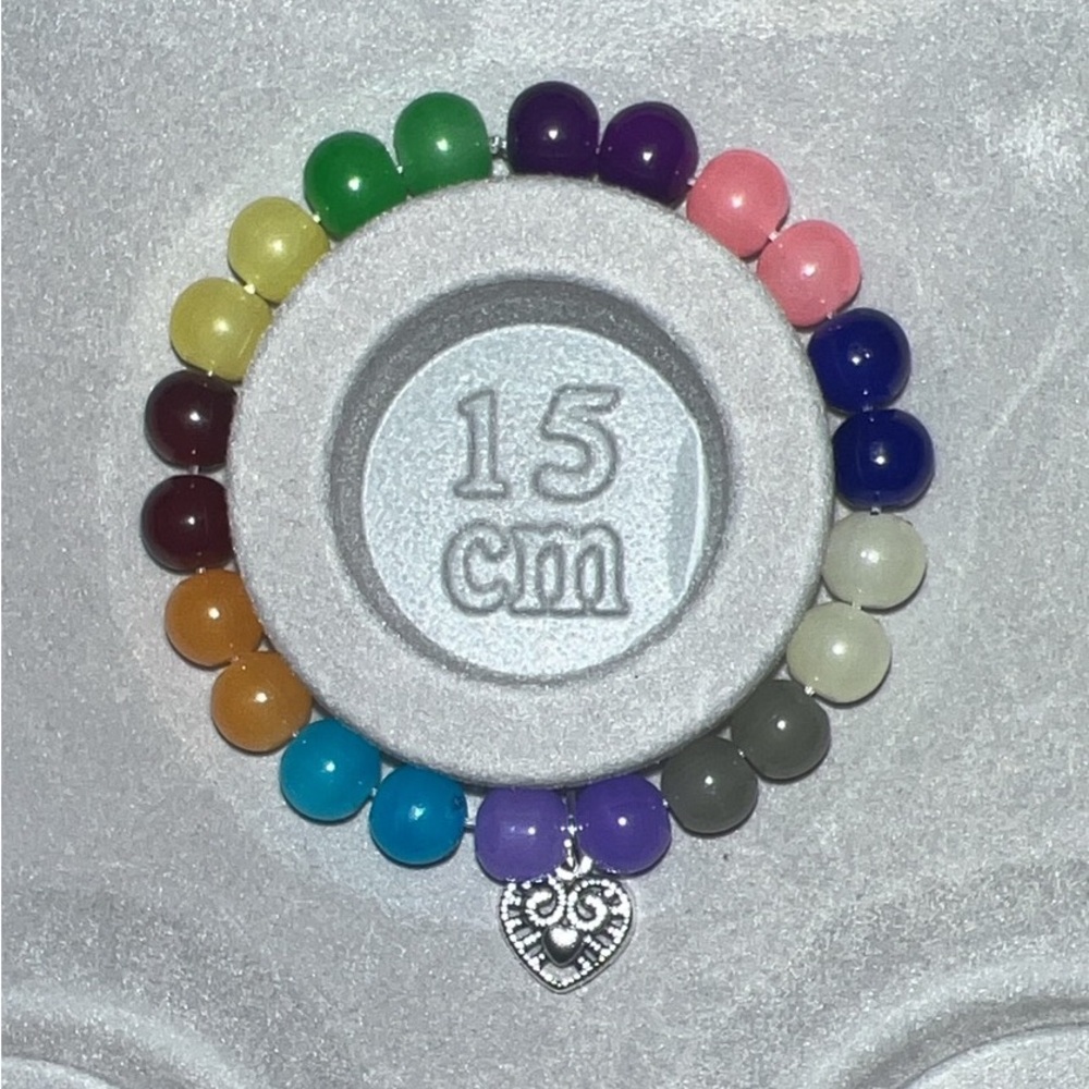 Multicolor Beaded Bracelet with Heart Charm